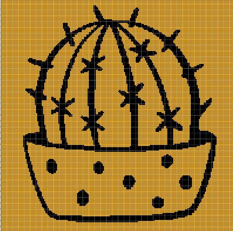 Cactus silhouette cross stitch pattern in pdf