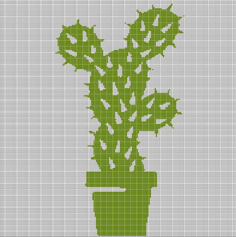Cactus 3 silhouette cross stitch pattern in pdf