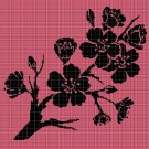 Cherry Tree flower silhouette cross stitch pattern in pdf