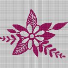 Dark pink flower silhouette cross stitch pattern in pdf