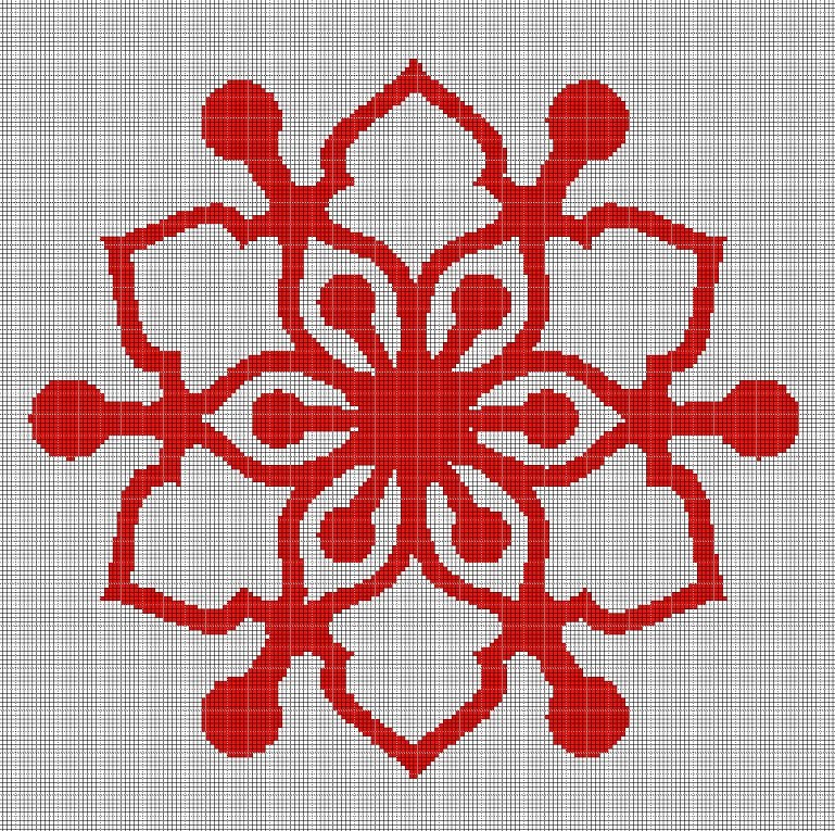Deep-red flower silhouette cross stitch pattern in pdf