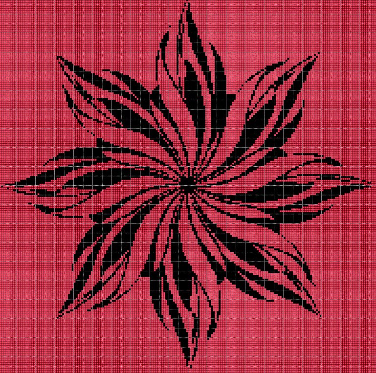 Flame flower silhouette cross stitch pattern in pdf