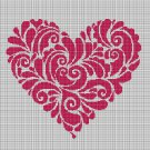 Flower heart silhouette cross stitch pattern in pdf