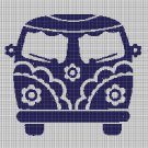 Flower minibus silhouette cross stitch pattern in pdf