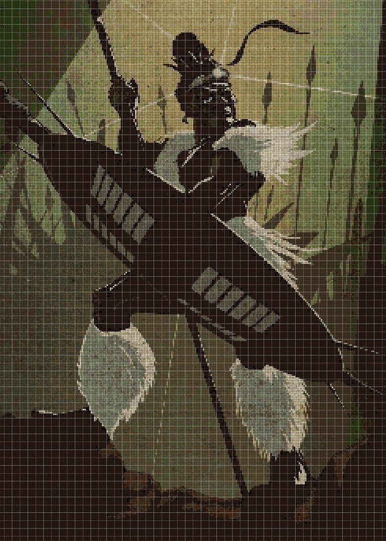 African warrior cross stitch pattern in pdf DMC