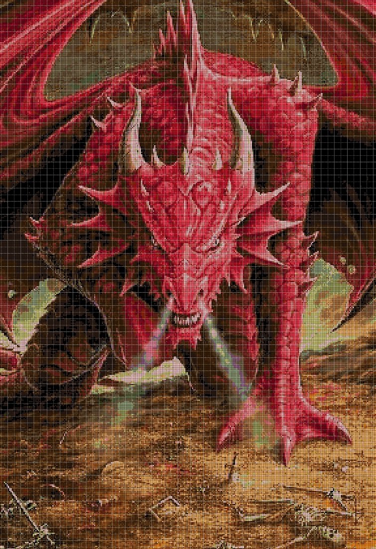 Angry Dragon cross stitch pattern in pdf DMC