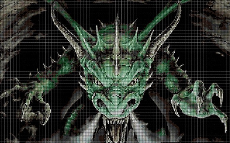 Angry Dragon 2 cross stitch pattern in pdf DMC