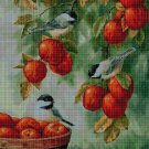 Apples and birds cross stitch pattern in pdf DMC