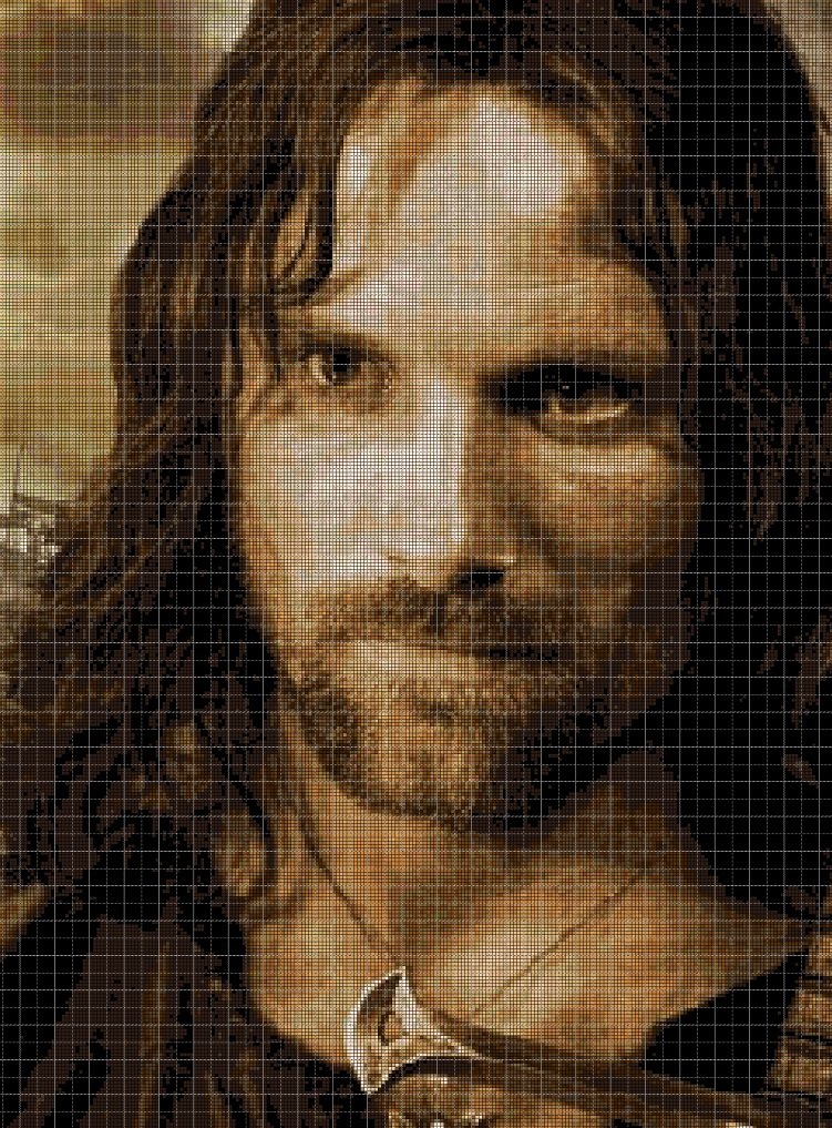 Aragorn 2 cross stitch pattern in pdf DMC