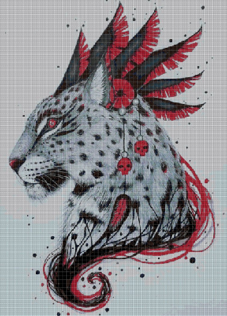 Art jaguar cross stitch pattern in pdf DMC