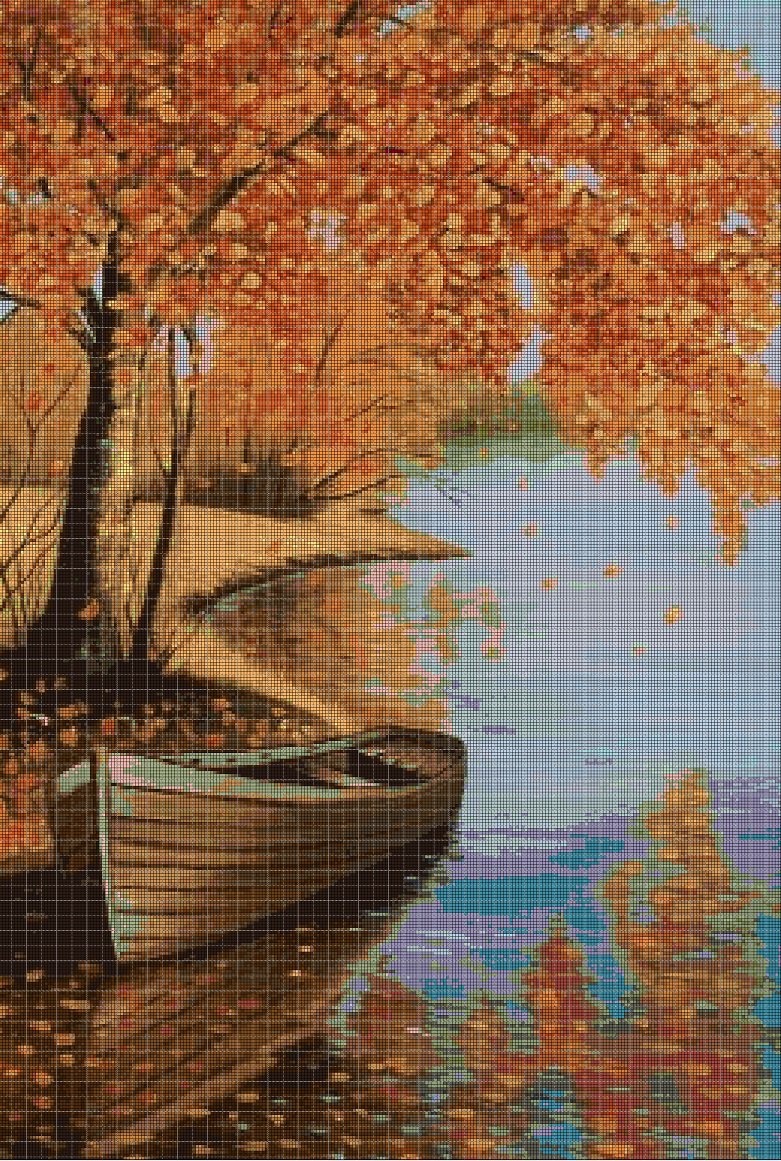 Autumn at the river 2 cross stitch pattern in pdf DMC