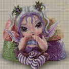 Baby fairy purple  cross stitch pattern in pdf DMC