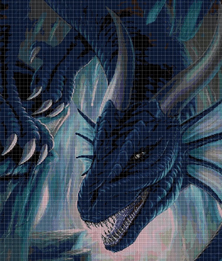 Blue Dragon 2 cross stitch pattern in pdf DMC