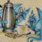 Blue Dragons in teatime cross stitch pattern in pdf DMC