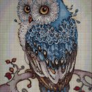 Blue owl cross stitch pattern in pdf DMC