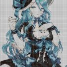Blue-haired girl cross stitch pattern in pdf DMC