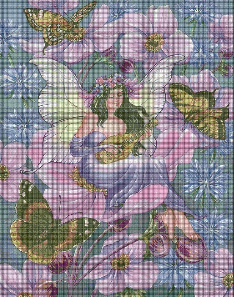 Butterfly fairy cross stitch pattern in pdf DMC