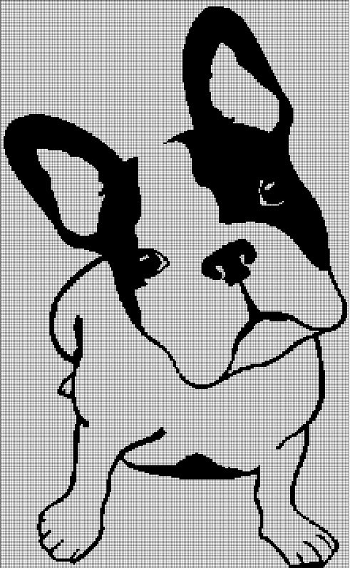 Boston terrier silhouette cross stitch pattern in pdf
