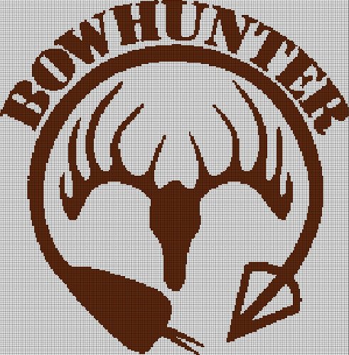Bowhunter silhouette cross stitch pattern in pdf