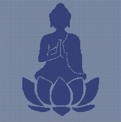 Buddha on lotus silhouette cross stitch pattern in pdf