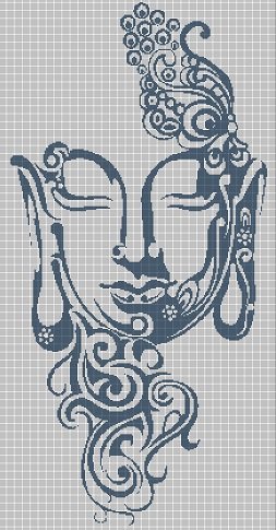 Buddhahead silhouette cross stitch pattern in pdf