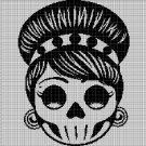 Burn sugar skull lady silhouette cross stitch pattern in pdf