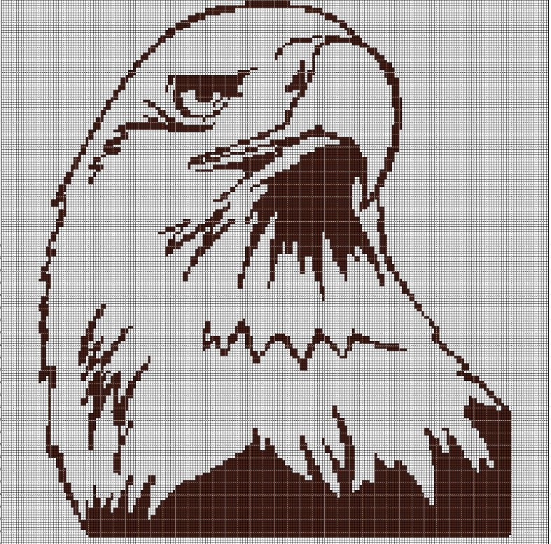 Classic eagle head silhouette cross stitch pattern in pdf