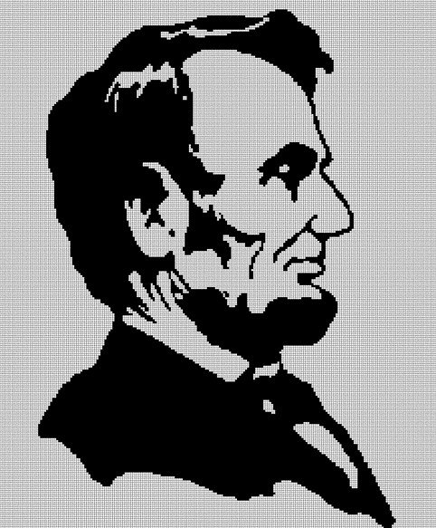 A. Lincoln Face silhouette cross stitch pattern in pdf