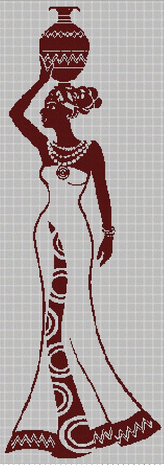 African woman  silhouette cross stitch pattern in pdf