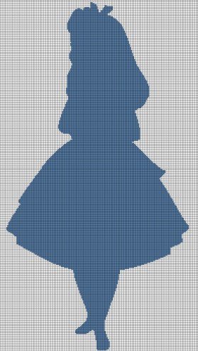 Alice in Wonderland silhouette cross stitch pattern in pdf