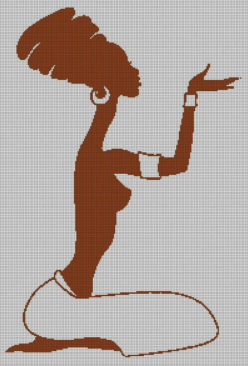 Arabic woman silhouette cross stitch pattern in pdf