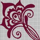 Art flower silhouette cross stitch pattern in pdf