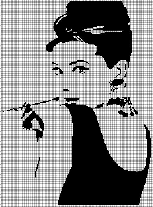 Audrey silhouette cross stitch pattern in pdf