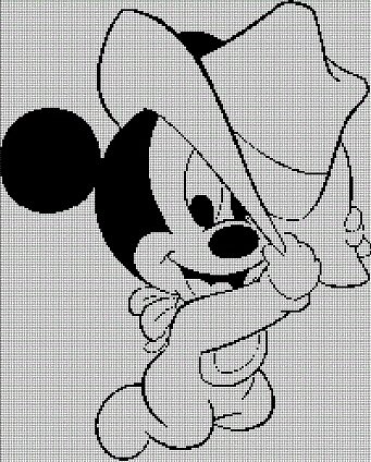 Baby Mickey silhouette cross stitch pattern in pdf
