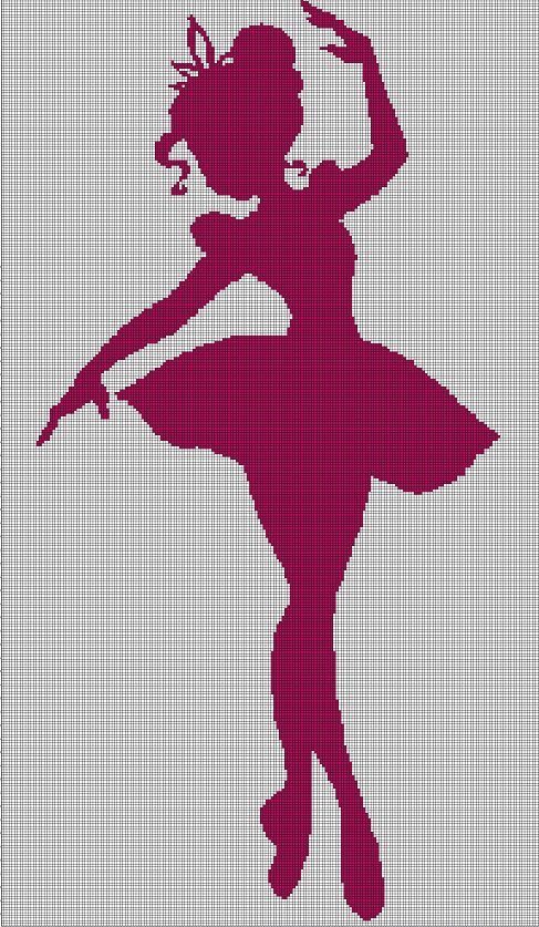 Ballet princess silhouette cross stitch pattern in pdf