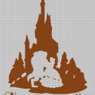 Beauty and Beast castle silhouette cross stitch pattern in pdf