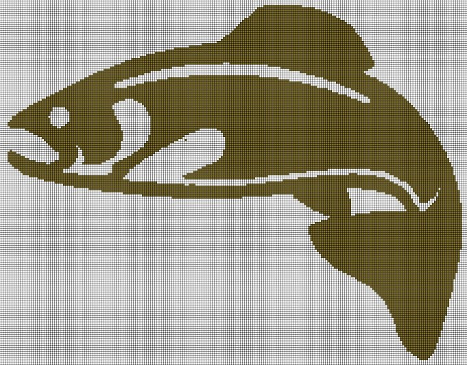 Big Fish silhouette cross stitch pattern in pdf