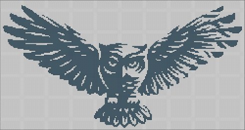 Big Owl silhouette cross stitch pattern in pdf