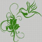 Bird and flower silhouette cross stitch pattern in pdf