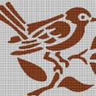 Bird on branch silhouette cross stitch pattern in pdf