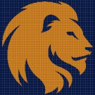 Blue-yellow lion head silhouette cross stitch pattern in pdf