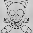 Cat skull silhouette cross stitch pattern in pdf