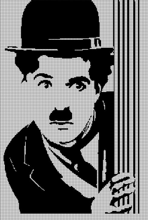 Chaplin Pop art silhouette cross stitch pattern in pdf