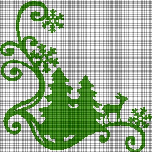 Christmas symbols silhouette cross stitch pattern in pdf