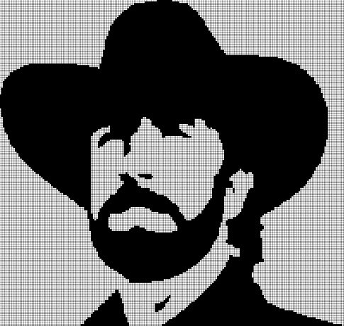 Chuck Norris face silhouette cross stitch pattern in pdf