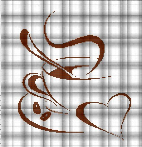 Coffe silhouette cross stitch pattern in pdf