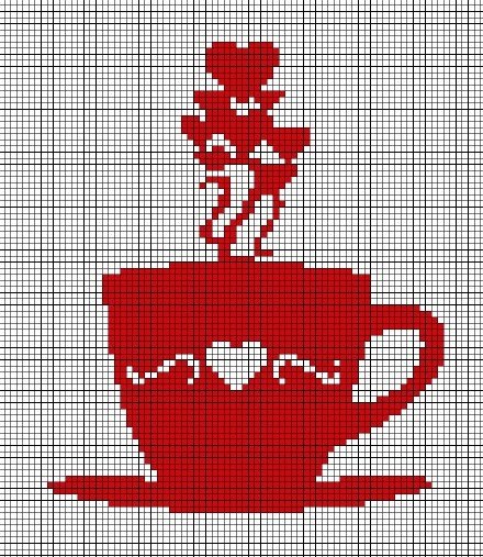 Coffe love silhouette cross stitch pattern in pdf