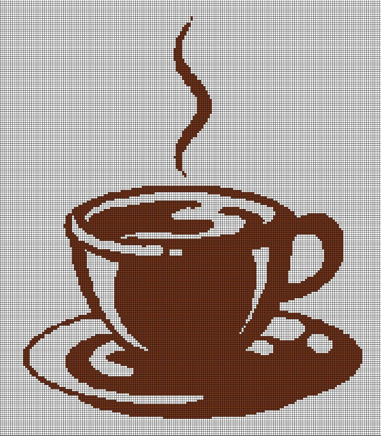 Coffee2 silhouette cross stitch pattern in pdf