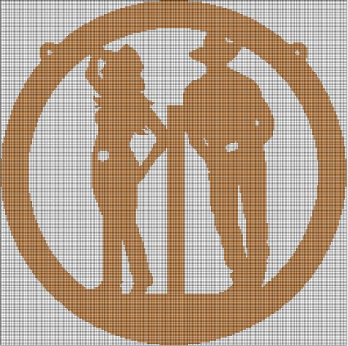 Cowboy and cowgirl silhouette cross stitch pattern in pdf