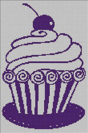 Cupcakemini silhouette cross stitch pattern in pdf